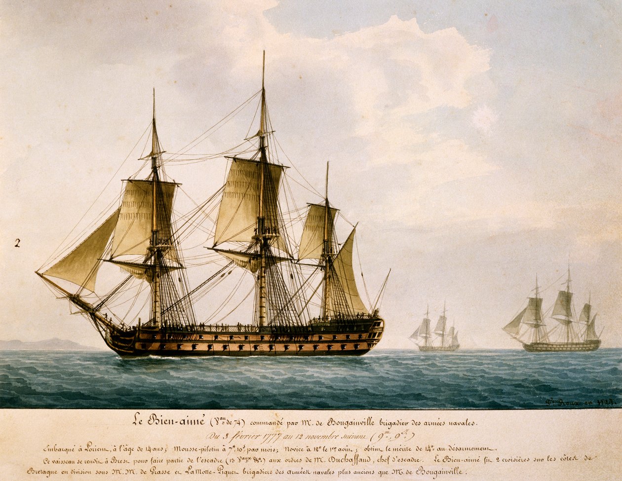 Barco Bien-Aime de Louis Antoine, Conde de Bougainville (1729-1811) de Frederic Roux