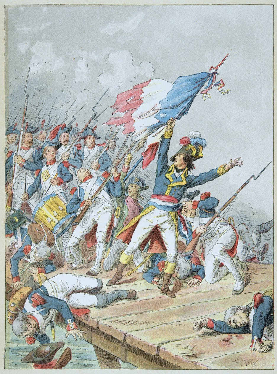Bonaparte cruzando el puente de Arcole en noviembre de 1796 de Frederic Theodore Lix