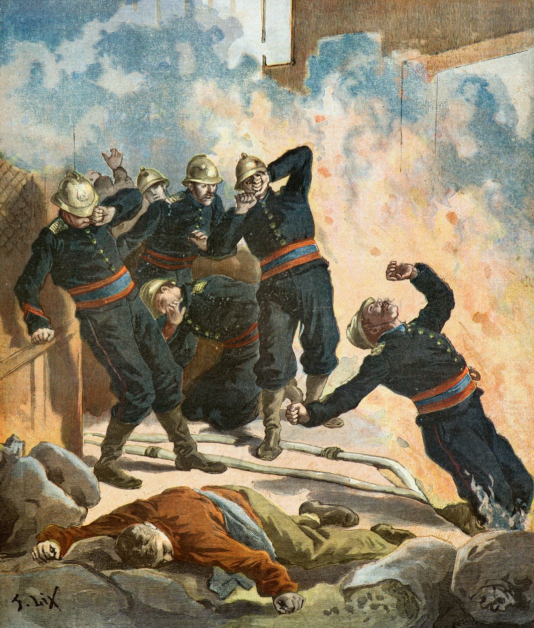 Muerte del bombero Gaston Bauchat de Frederic Theodore Lix