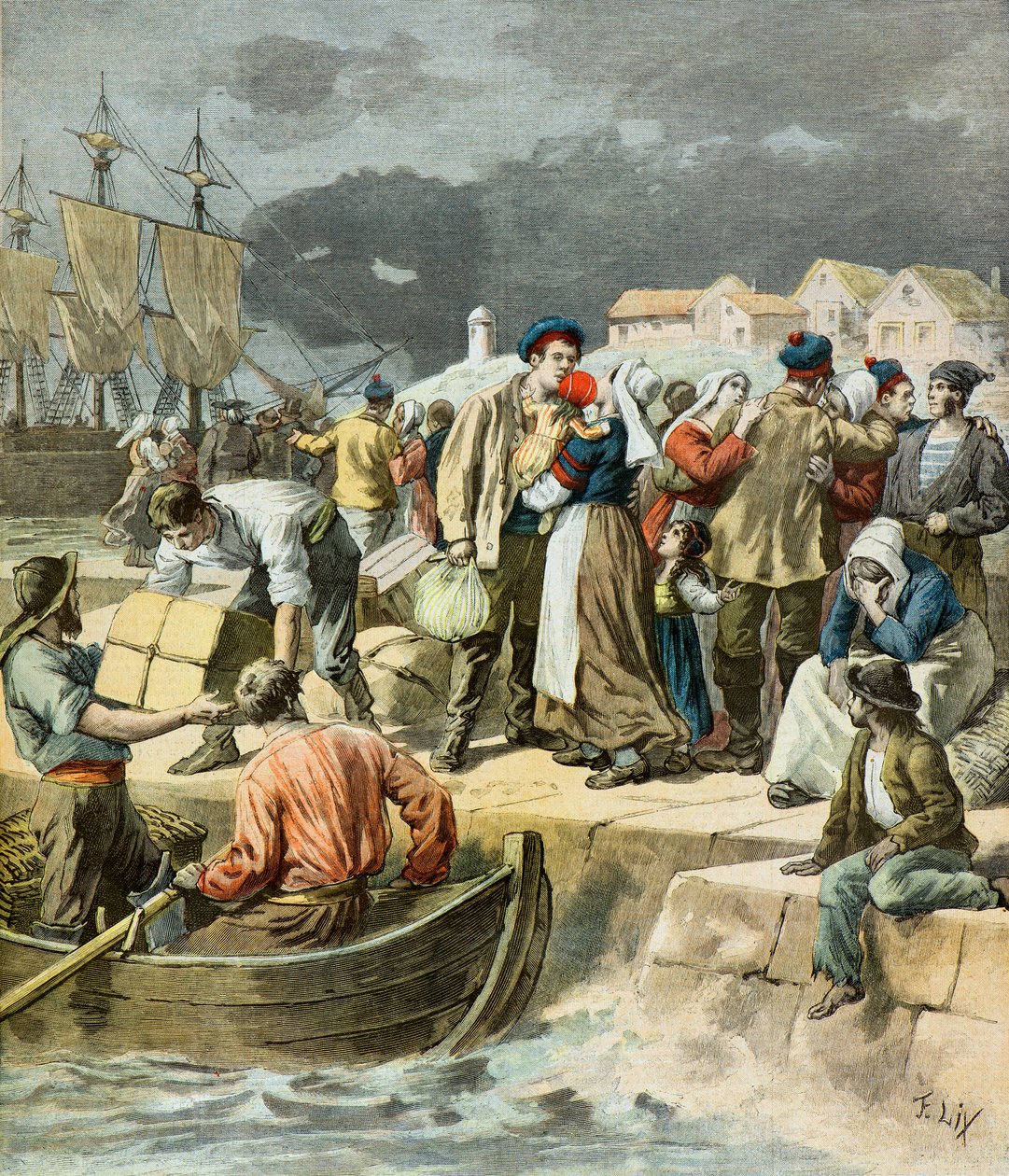 Salida de los pescadores bretones de Frederic Theodore Lix