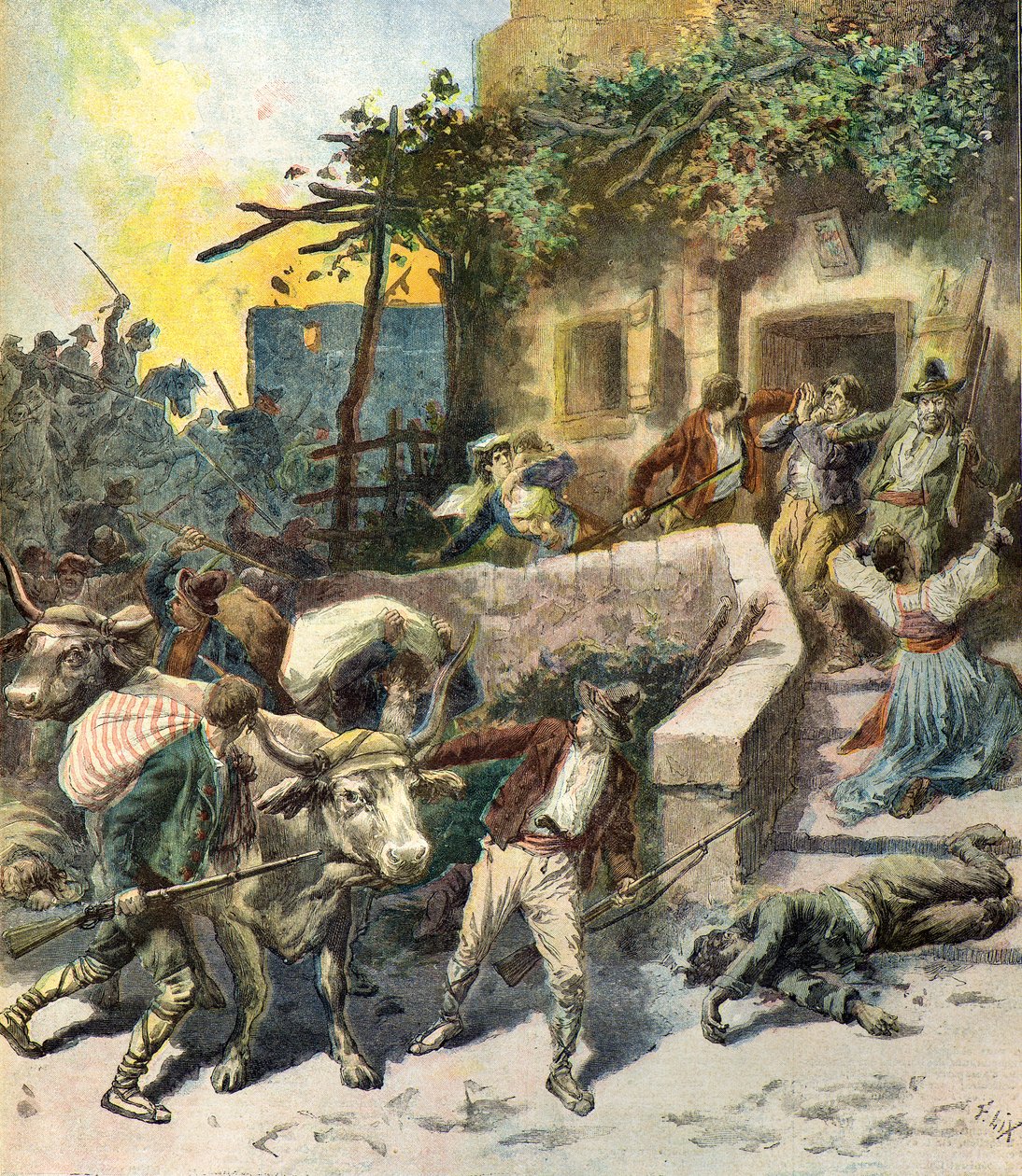 Saqueo de una casa en Sicilia de Frederic Theodore Lix
