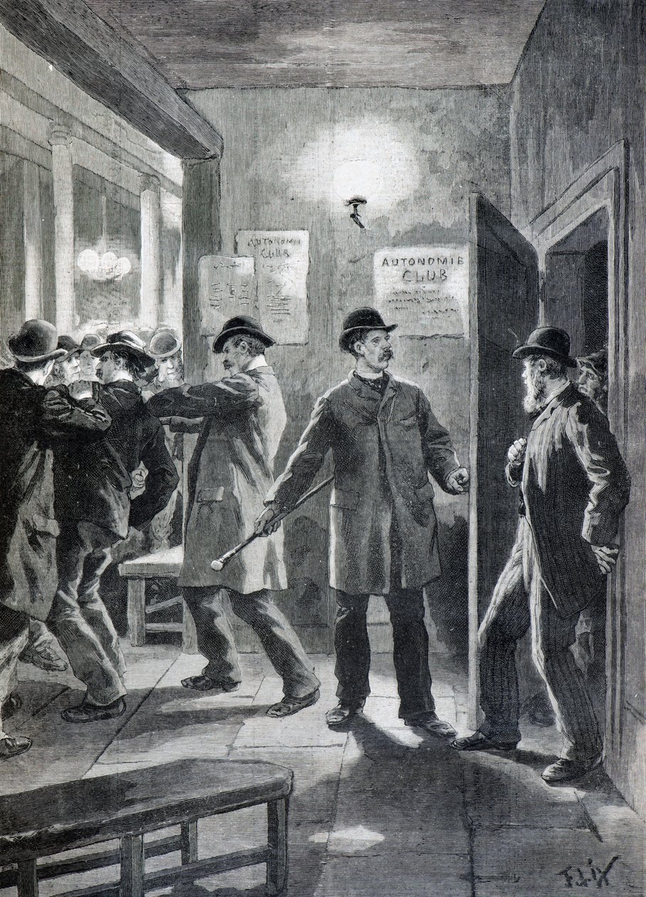 Redada policial en un club anarquista, Londres de Frederic Theodore Lix