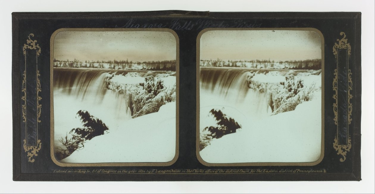 Vistas de invierno de las Cataratas del Niágara, Table Rock, lado canadiense de Frederic and William Langenheim