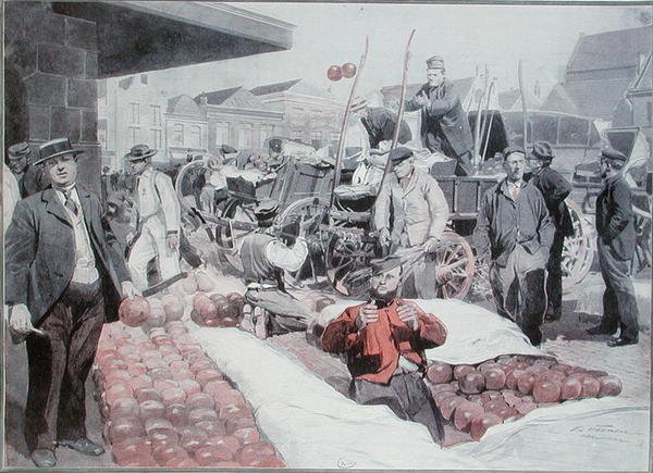 El mercado de quesos en Alkmaar, c.1910 de Frederic de Haenen