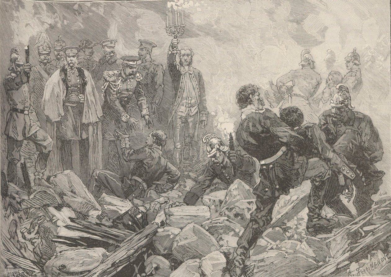 El Palacio de Invierno después de la explosión, noche del 17 de febrero de 1880 de Frederic de Haenen