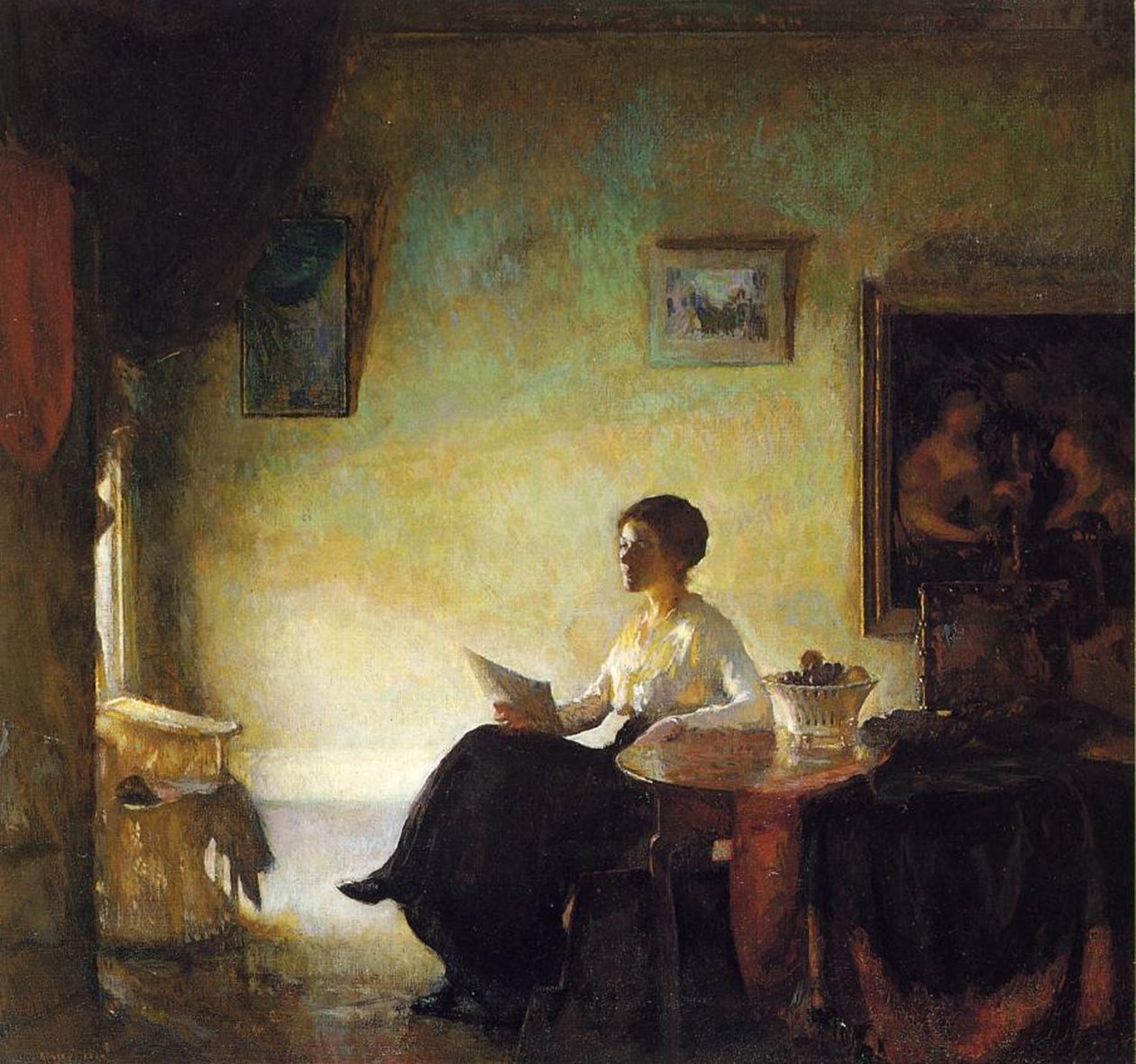Mujer leyendo en casa, 1918 de Frederick Andrew Bosley