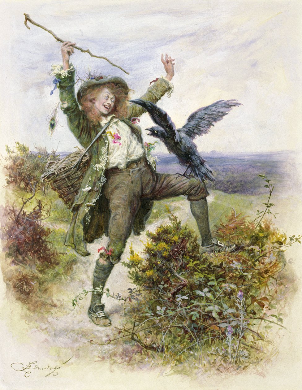 Barnaby Rudge y el cuervo Grip de Frederick Barnard