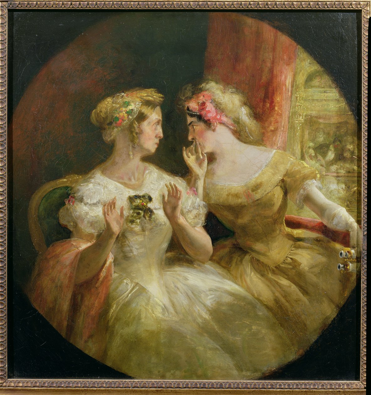 Damas chismeando en la ópera de Frederick Barnard