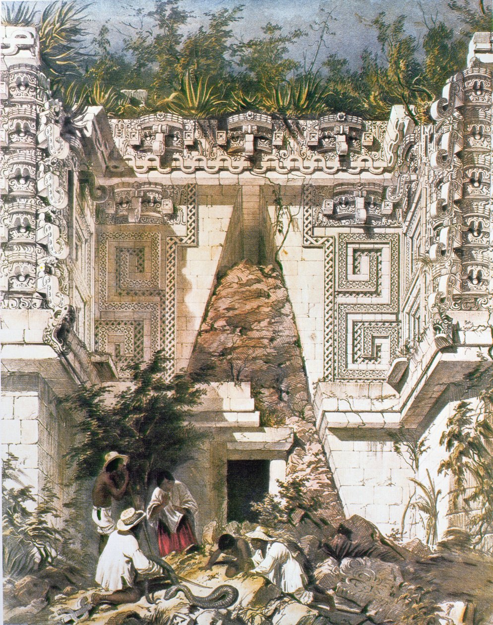 Palacio de los Gobernadores, Uxmal, Yucatán, México, 1844 de Frederick Catherwood