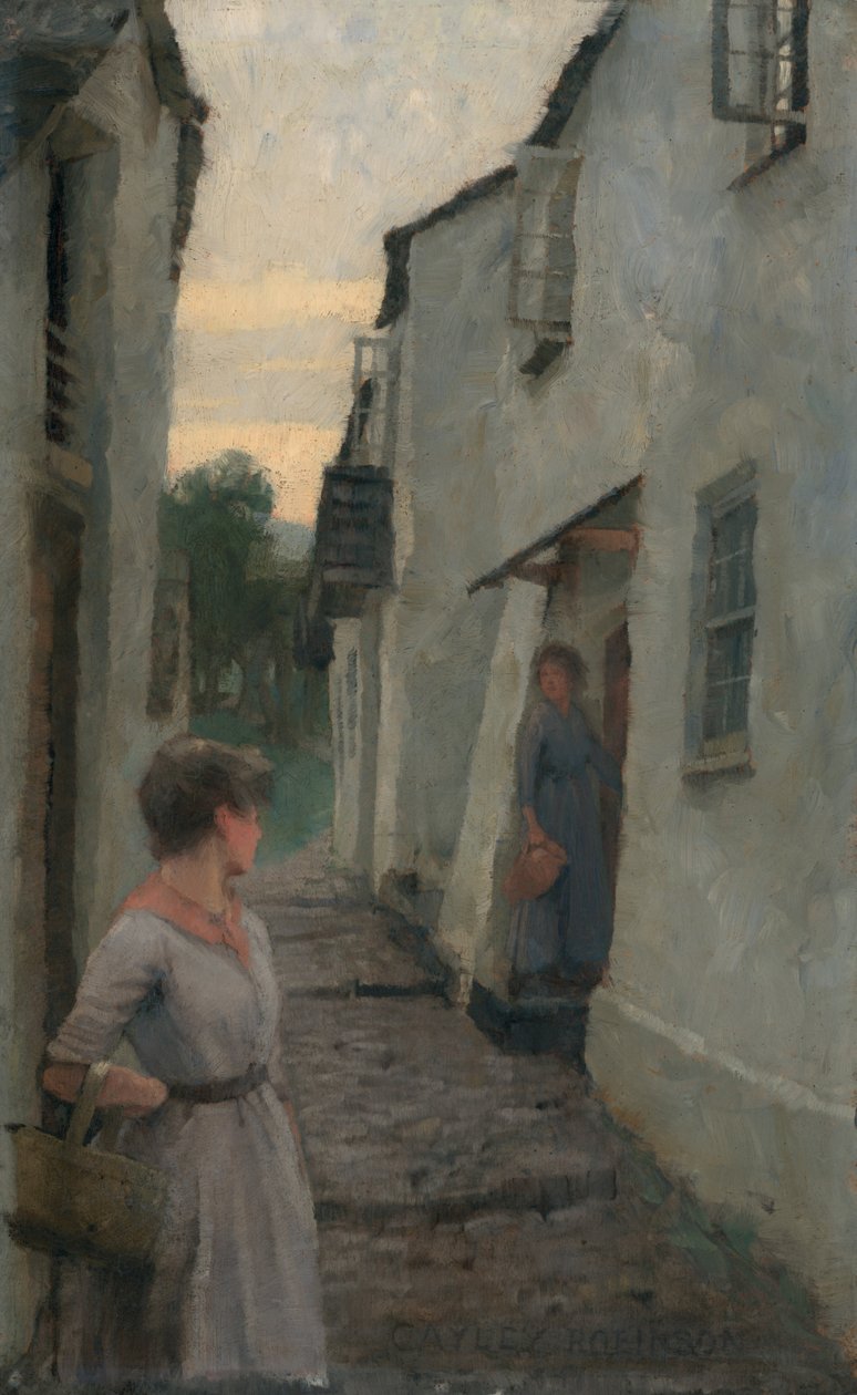 Escena callejera con figura, Cornwall de Frederick Cayley Robinson