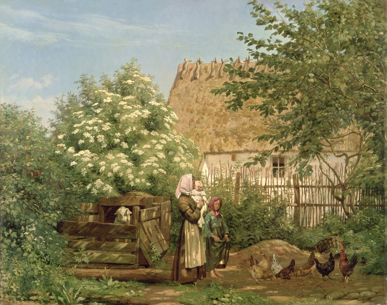 Alimentando a las gallinas de Frederick Christian Lund