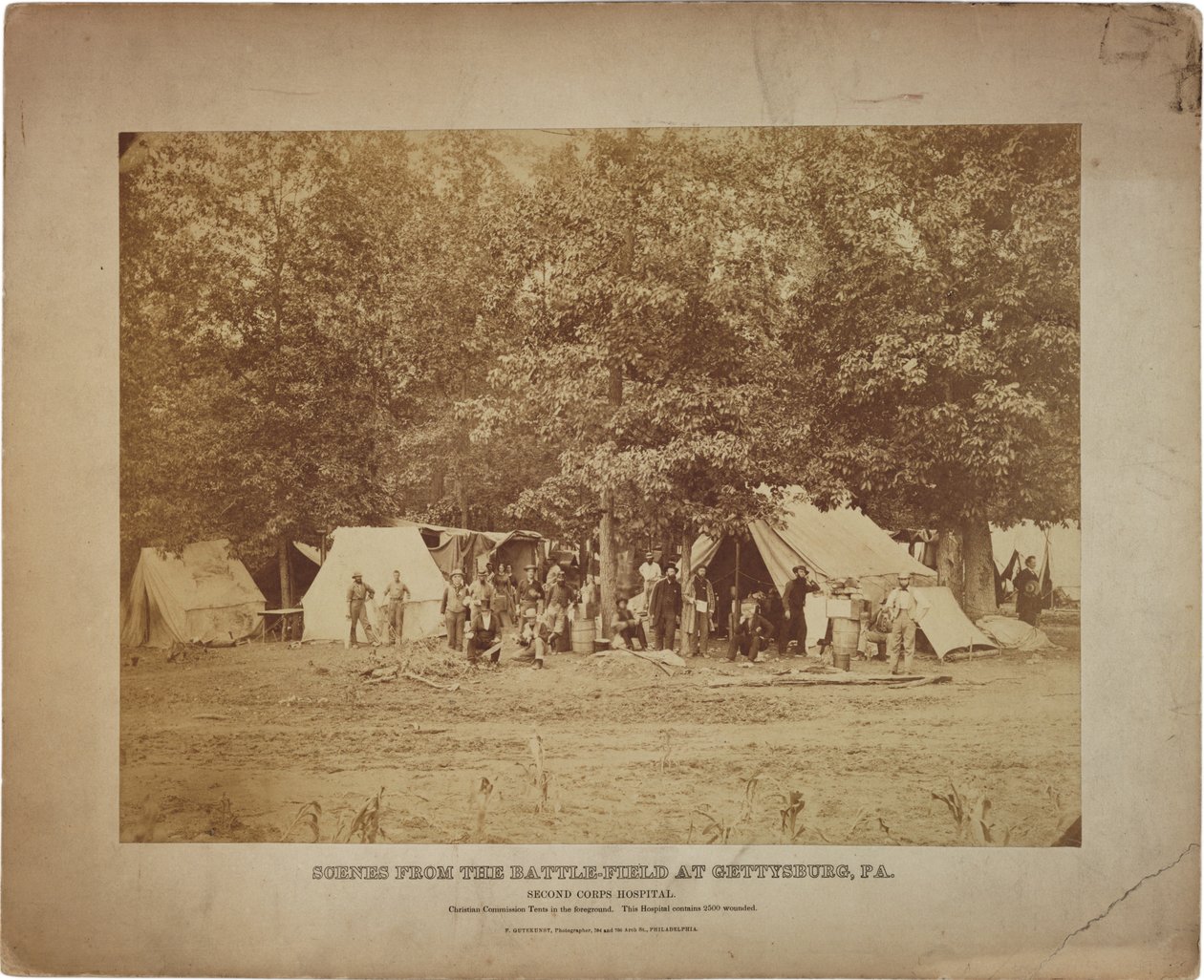 Hospital de campo del Segundo Cuerpo de la Unión, Gettysburg, PA. c.9-11 de julio de 1863 de Frederick Gutekunst