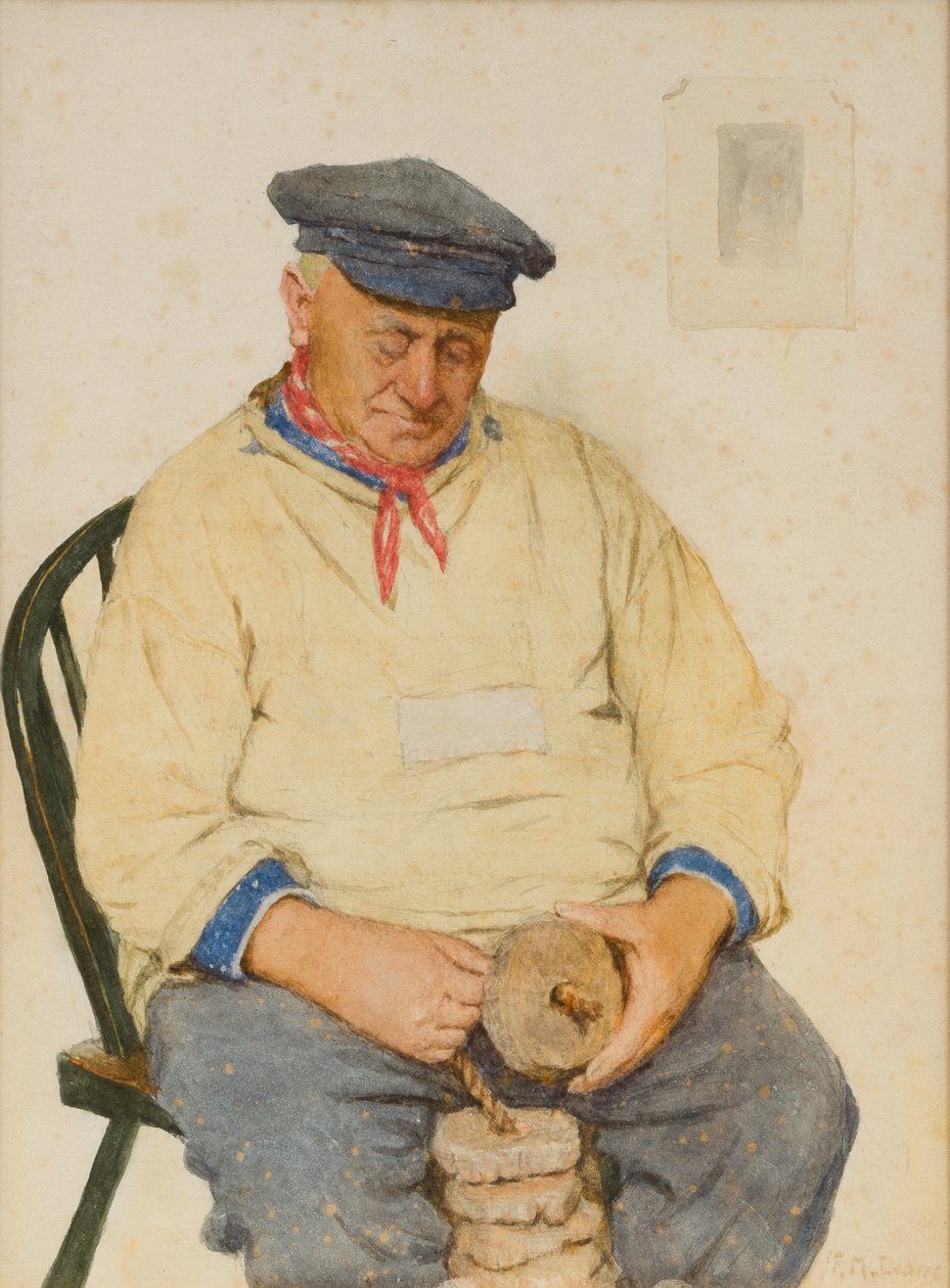 Pescador enhebrando corchos de Frederick James McNamara Evans