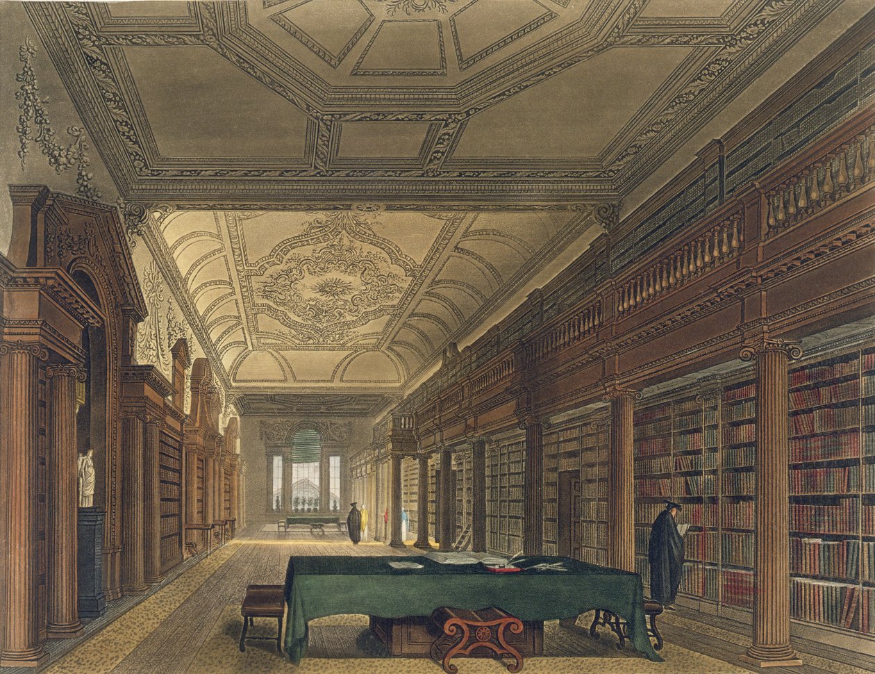 Interior de la Biblioteca de Christ Church, ilustración de la 