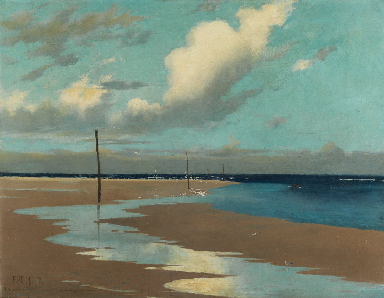 Playa en marea baja, 1890 de Frederick Milner
