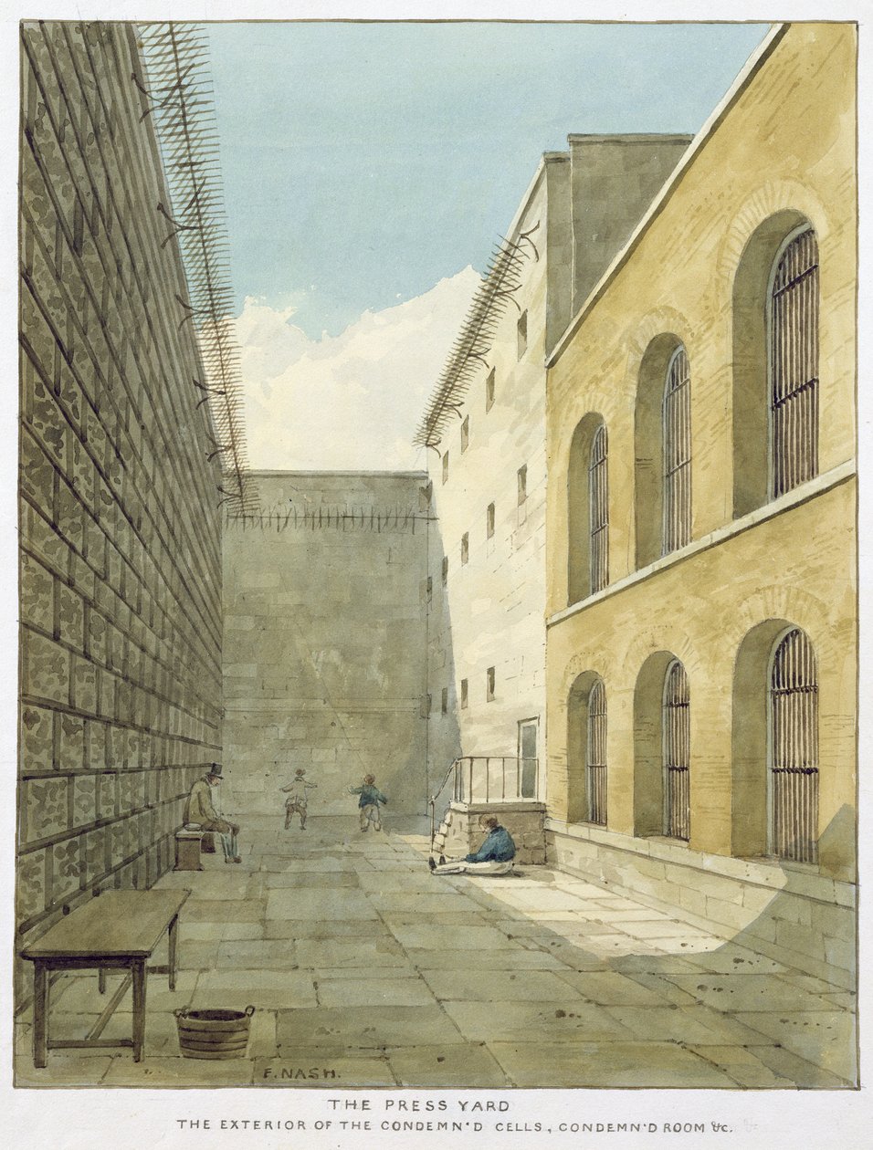El patio de prensa, prisión de Newgate de Frederick Nash