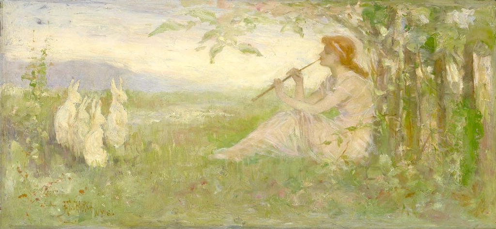 Niña con conejos de Frederick Stuart Church