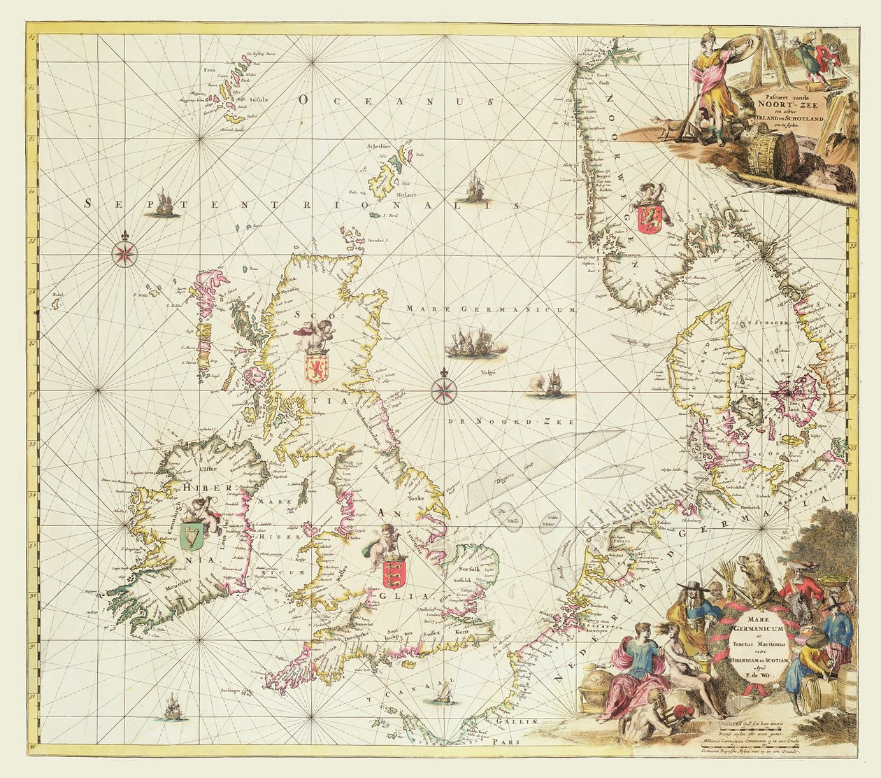 Mapa del Mar del Norte, c.1675 de Frederick de Wit