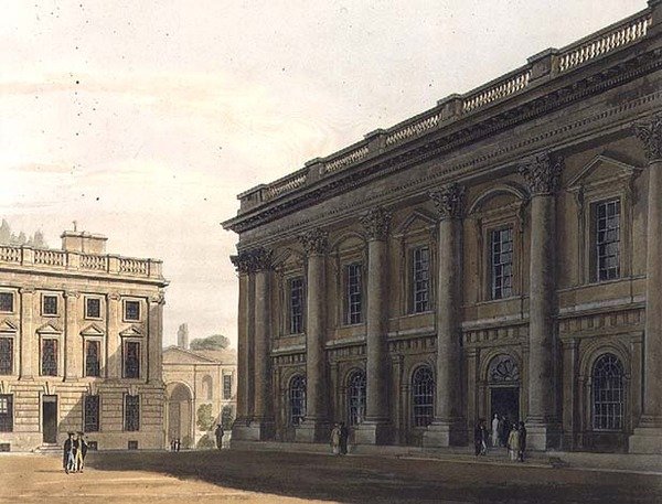 Exterior de la Biblioteca de Christ Church, Peckwater, ilustración de la 