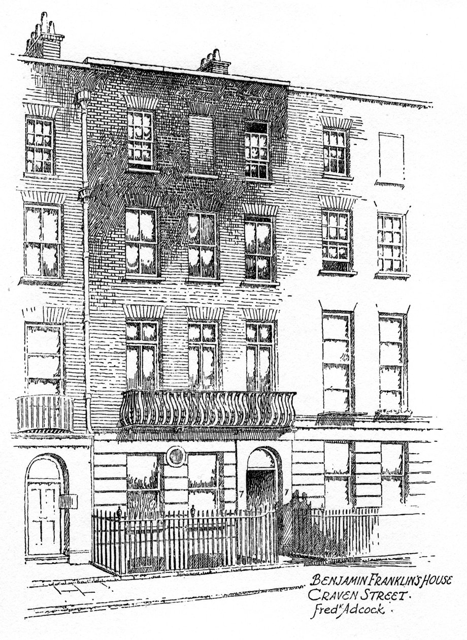 Casa de Benjamin Franklin, 36 Craven Street, Londres, 1912 de Frederick Adcock