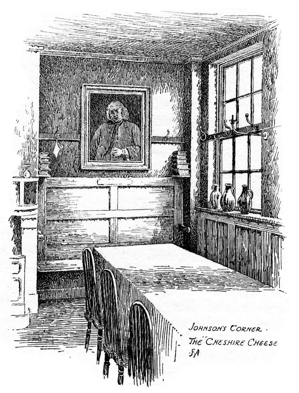 Johnsons Corner, el pub Cheshire Cheese, Ciudad de Londres, 1912 de Frederick Adcock