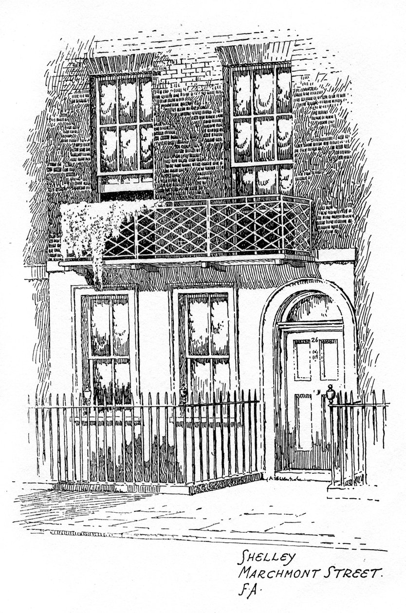 Casa de Percy Bysshe Shelley, Marchmont Street, Bloomsbury, Londres, 1912 de Frederick Adcock