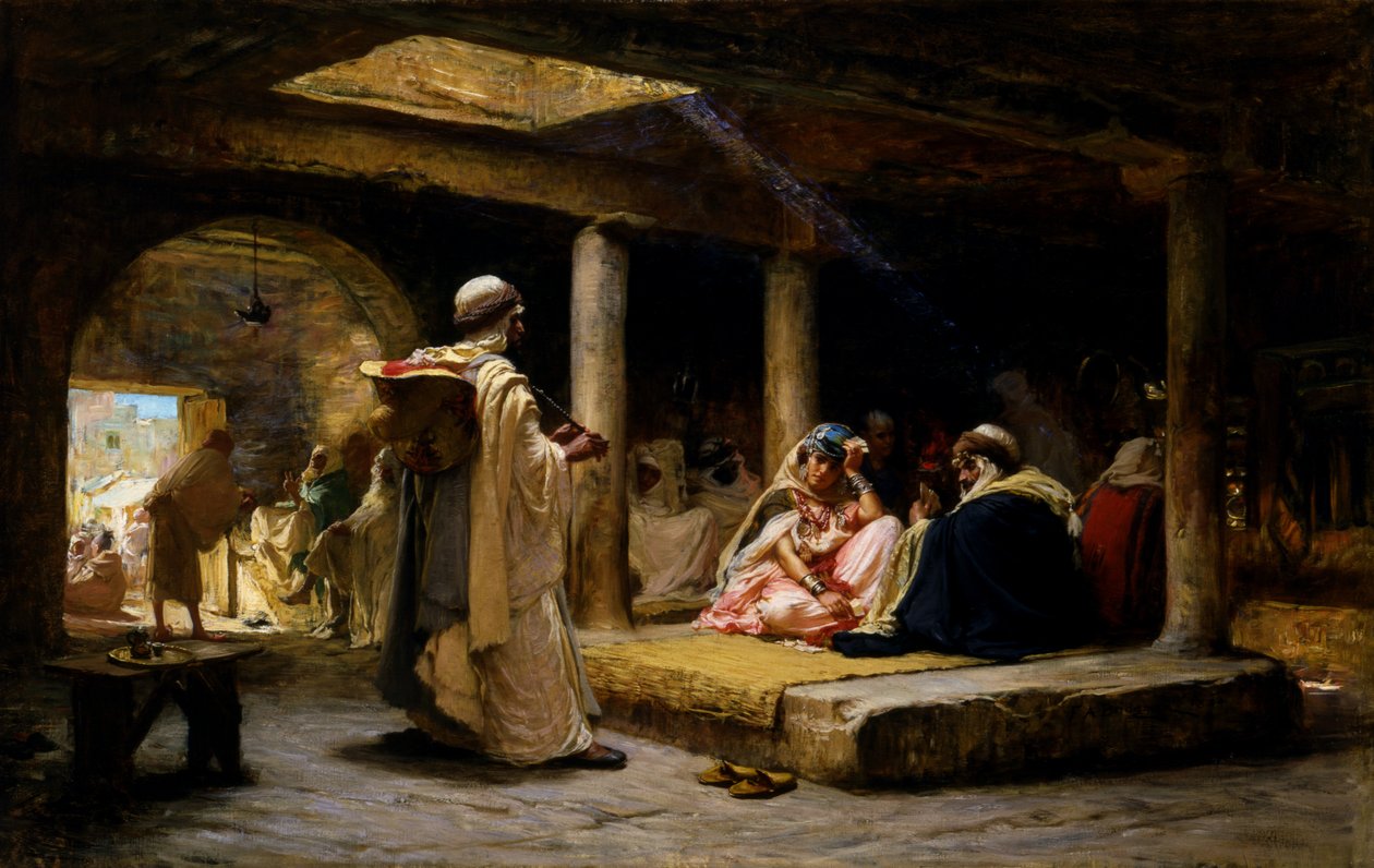 Café en Biskra, Argelia, 1884 de Frederick Arthur Bridgman