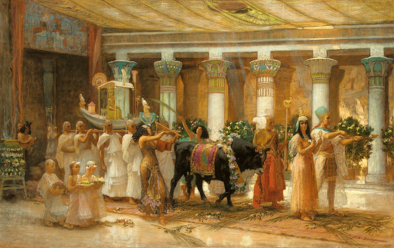 La Procesión del Toro Sagrado, Apis, c.1879 de Frederick Arthur Bridgman