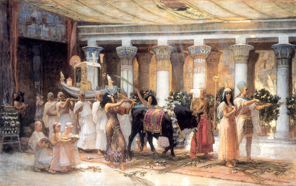 La Procesión del Toro Sagrado Apis, finales del siglo XIX o principios del siglo XX de Frederick Arthur Bridgman