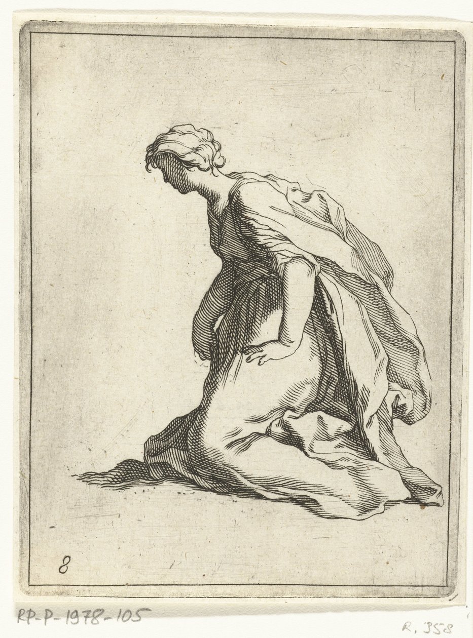 Mujer joven arrodillada 15 figuras pequeñas (título de la serie) de Frederick Bloemaert