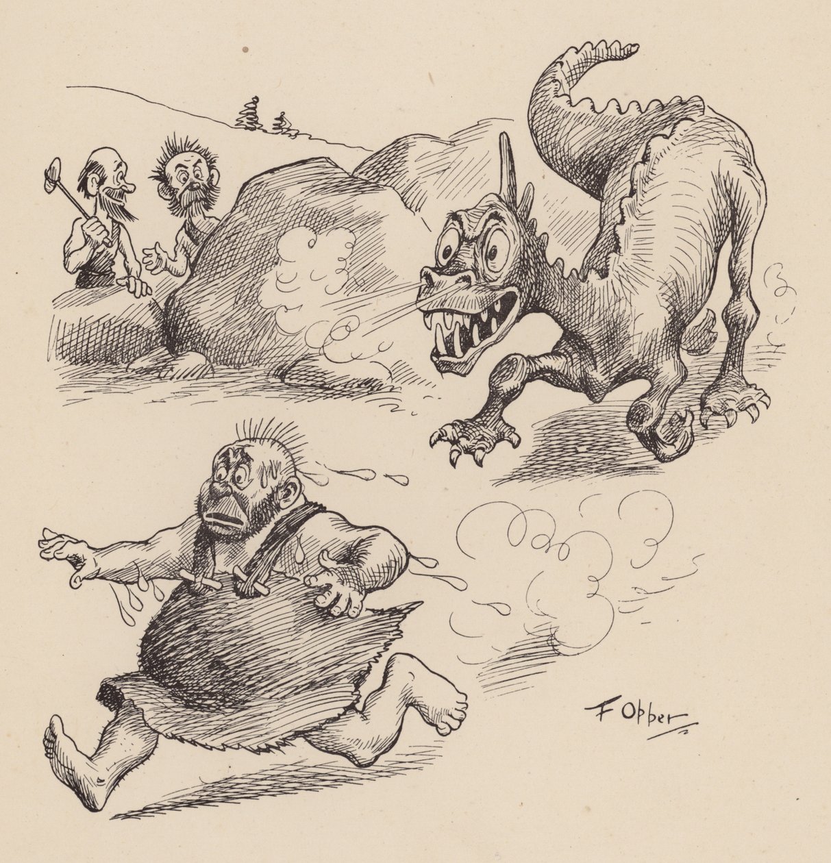 Nuestros antepasados antediluvianos por F Opper: Número Cinco (litografía) de Frederick Burr Opper