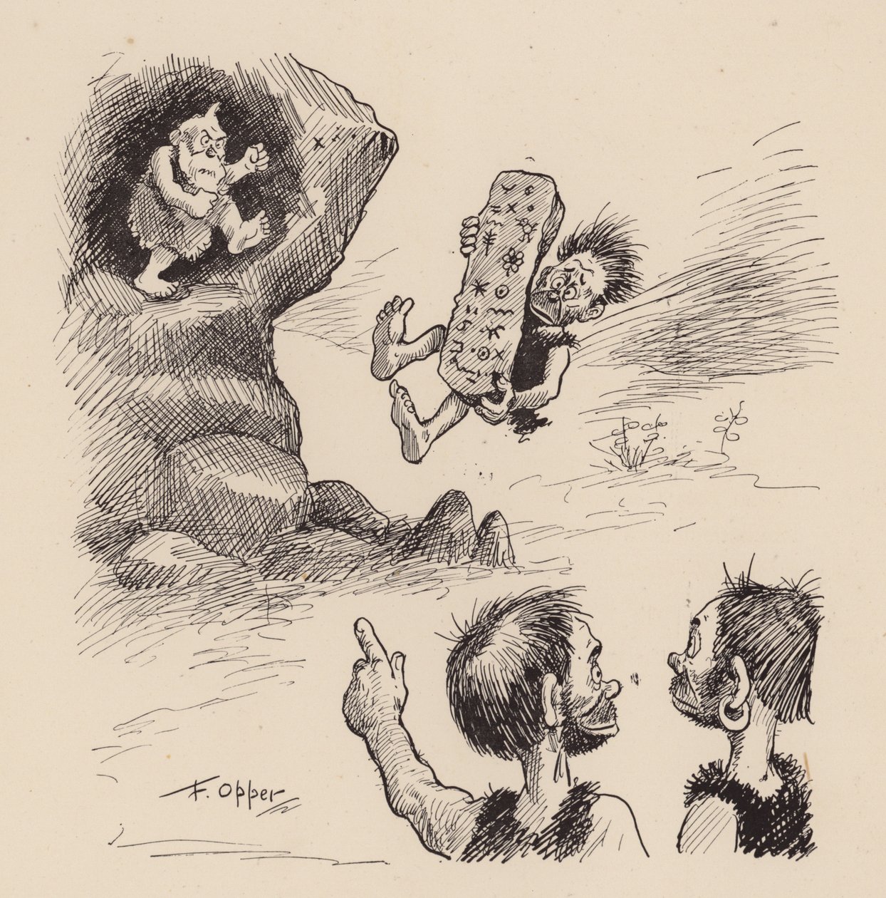 Nuestros antepasados antediluvianos por F Opper: Número Cuarenta y Tres (litografía) de Frederick Burr Opper