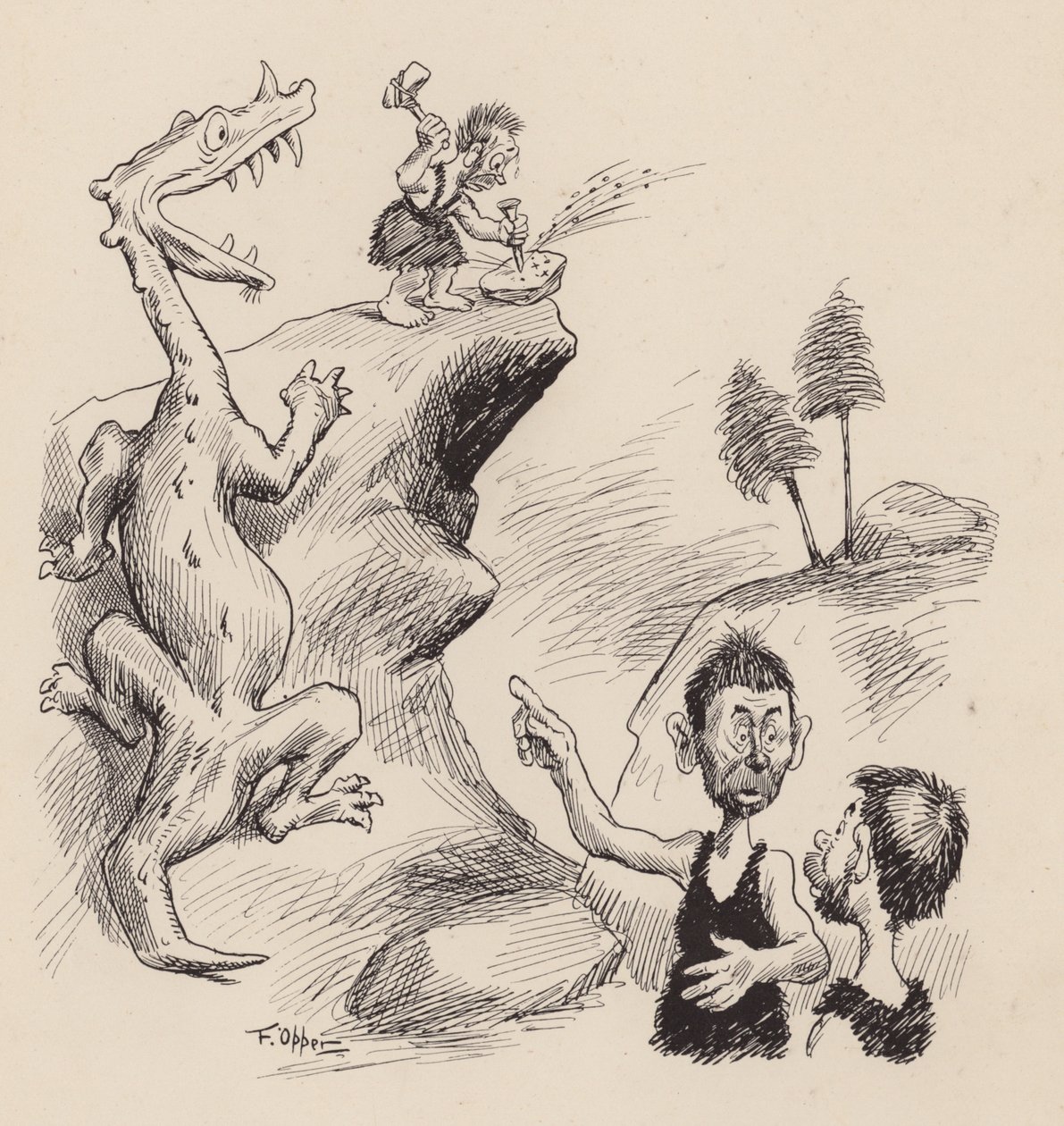 Nuestros antepasados antediluvianos por F Opper: Número Cuatro (litografía) de Frederick Burr Opper