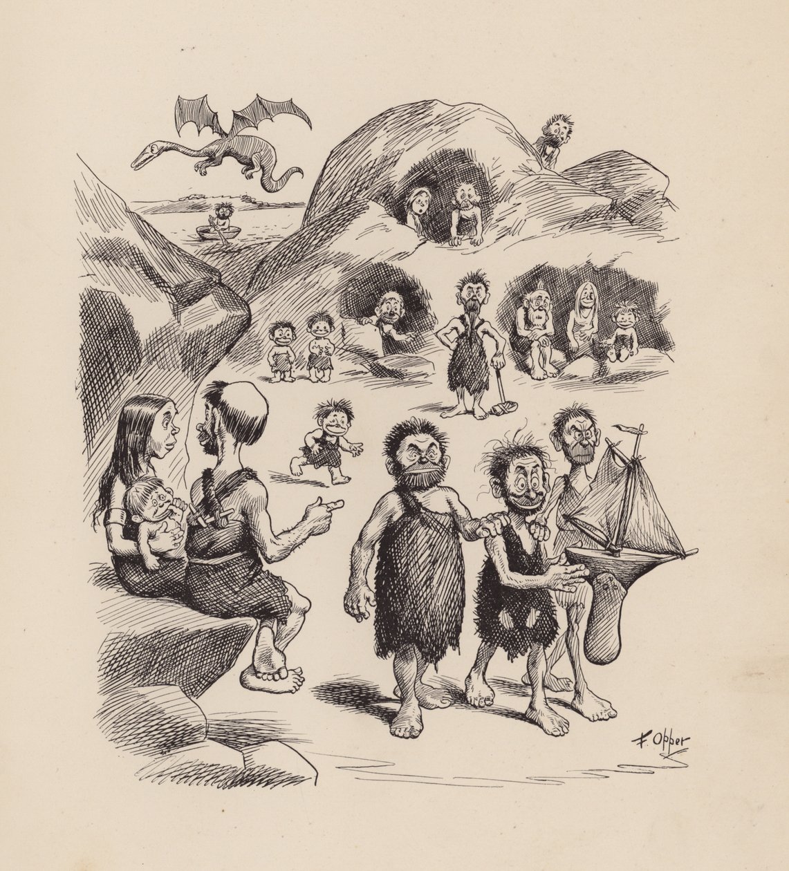 Nuestros antepasados antediluvianos por F Opper: Número Uno (litografía) de Frederick Burr Opper