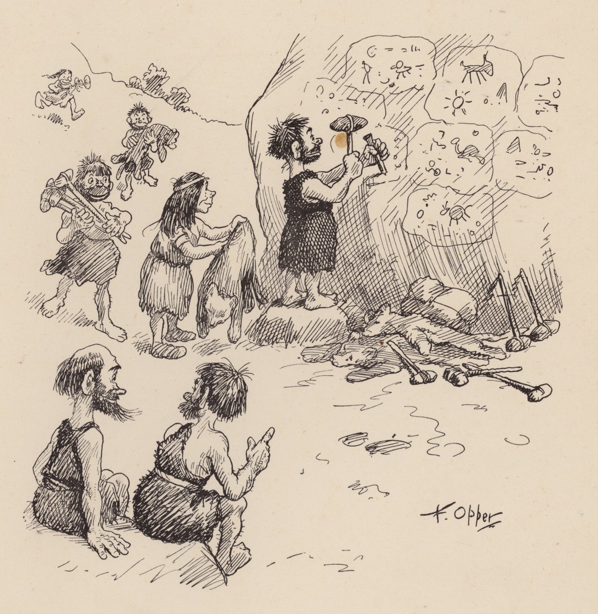 Nuestros antepasados antediluvianos por F Opper: Número Seis (litografía) de Frederick Burr Opper