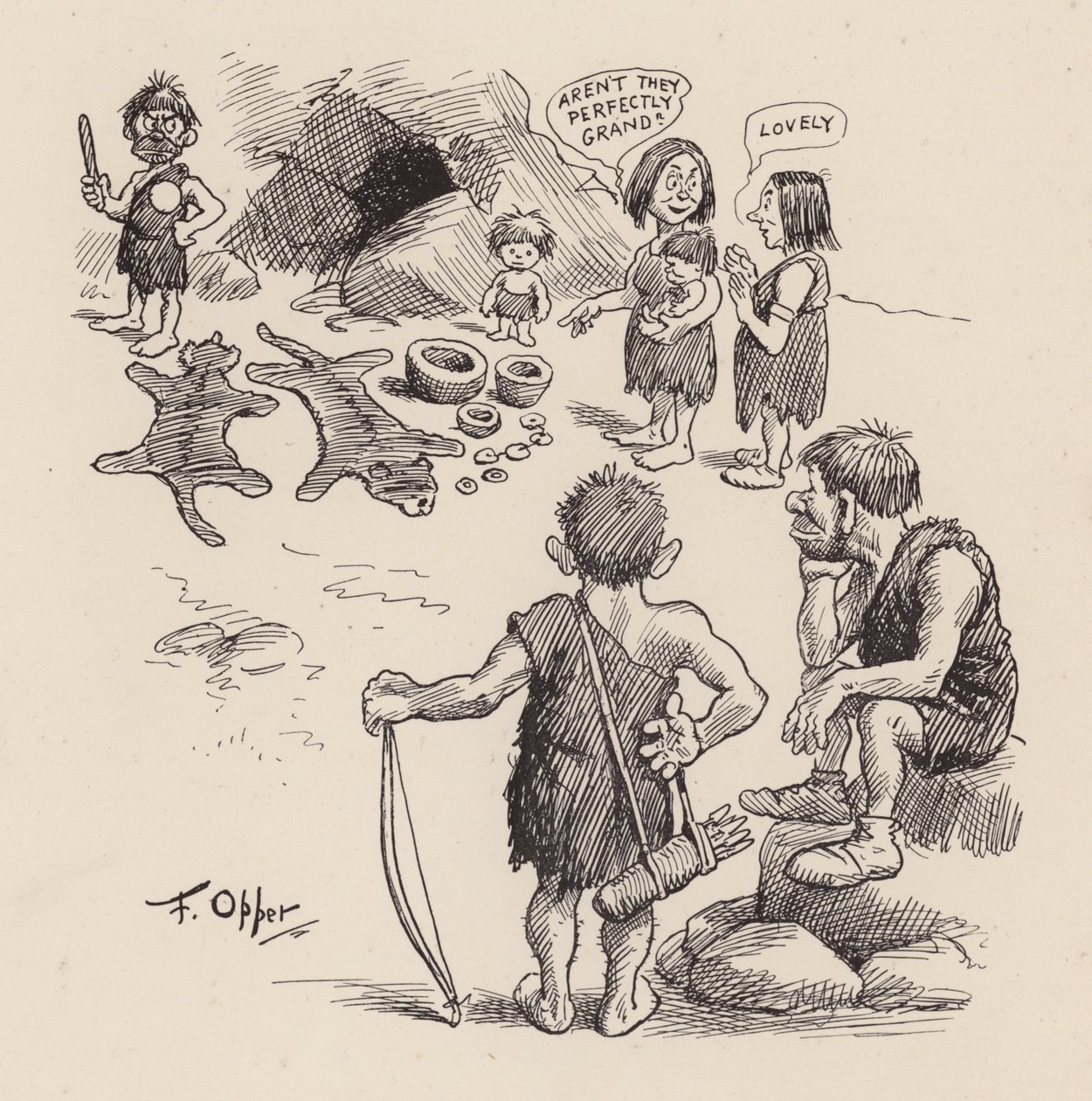 Nuestros antepasados antediluvianos por F Opper: Número Dieciséis (litografía) de Frederick Burr Opper