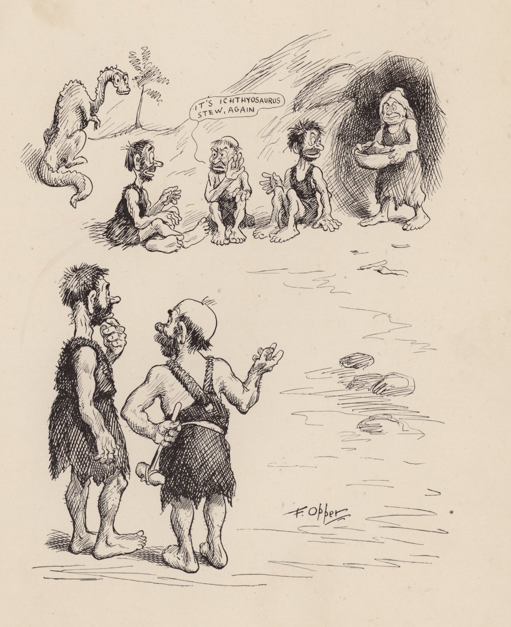 Nuestros antepasados antediluvianos por F Opper: Número Tres (litografía) de Frederick Burr Opper