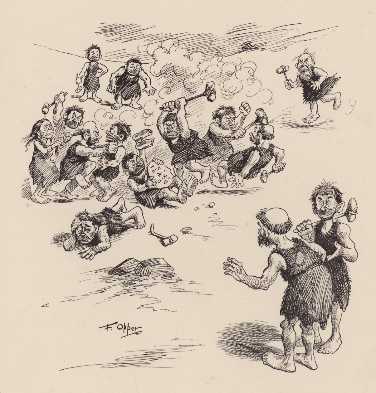 Nuestros antepasados antediluvianos por F Opper: Número Veinte (litografía) de Frederick Burr Opper