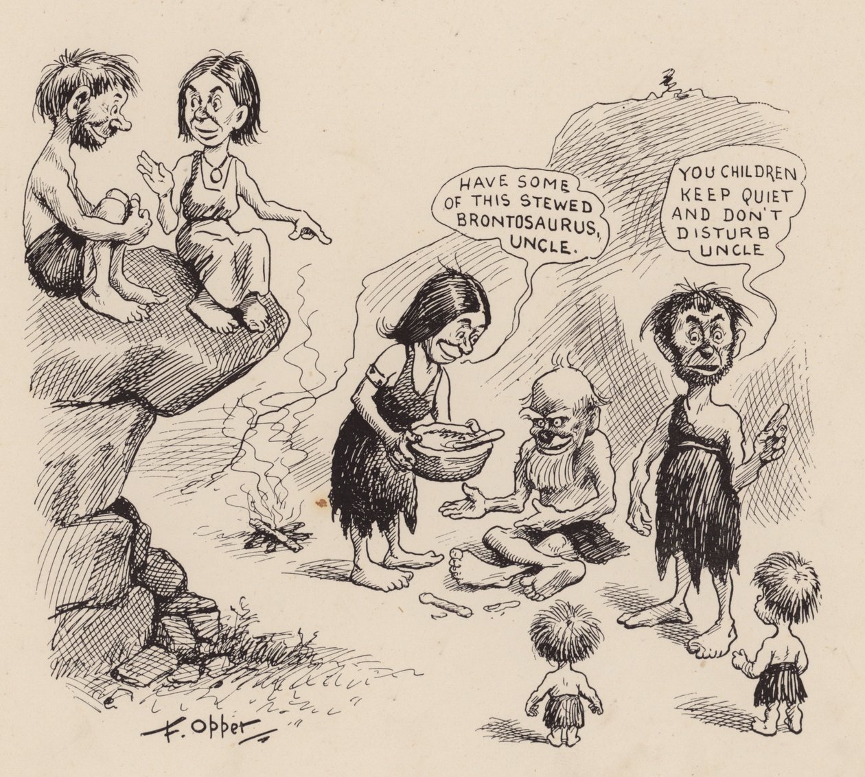 Nuestros antepasados antediluvianos por F Opper: Número Veinticuatro (litografía) de Frederick Burr Opper