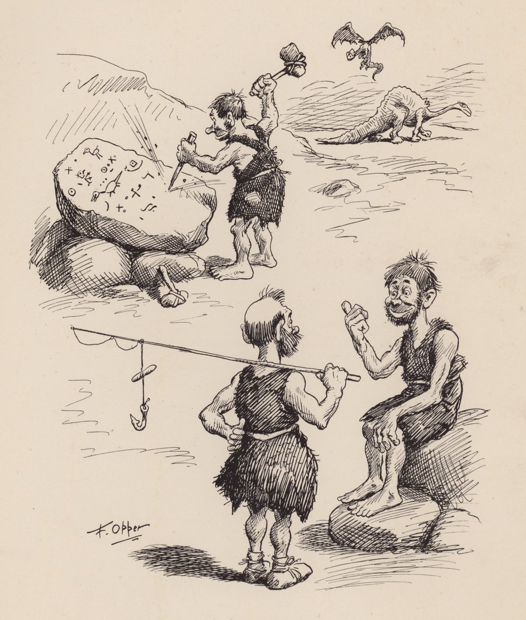 Nuestros antepasados antediluvianos por F Opper: Número Dos (litografía) de Frederick Burr Opper