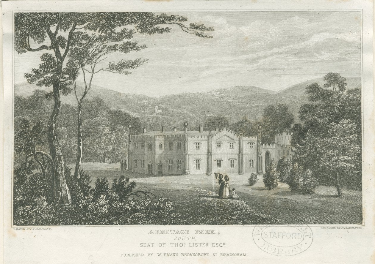 Armitage Park: grabado, nd [c 1830] de Frederick Calvert