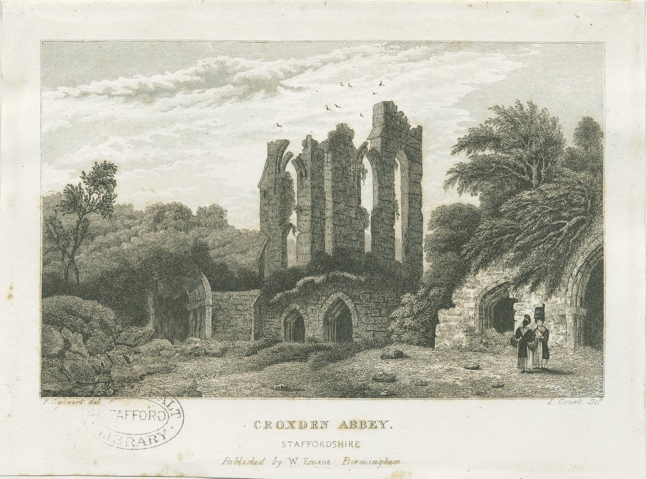 Croxden Abbey: grabado, nd [c 1830] (impresión) de Frederick Calvert