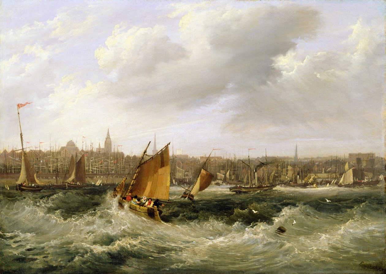 Liverpool, Lancashire desde el río Mersey y New Brighton, 1838 de Frederick Calvert