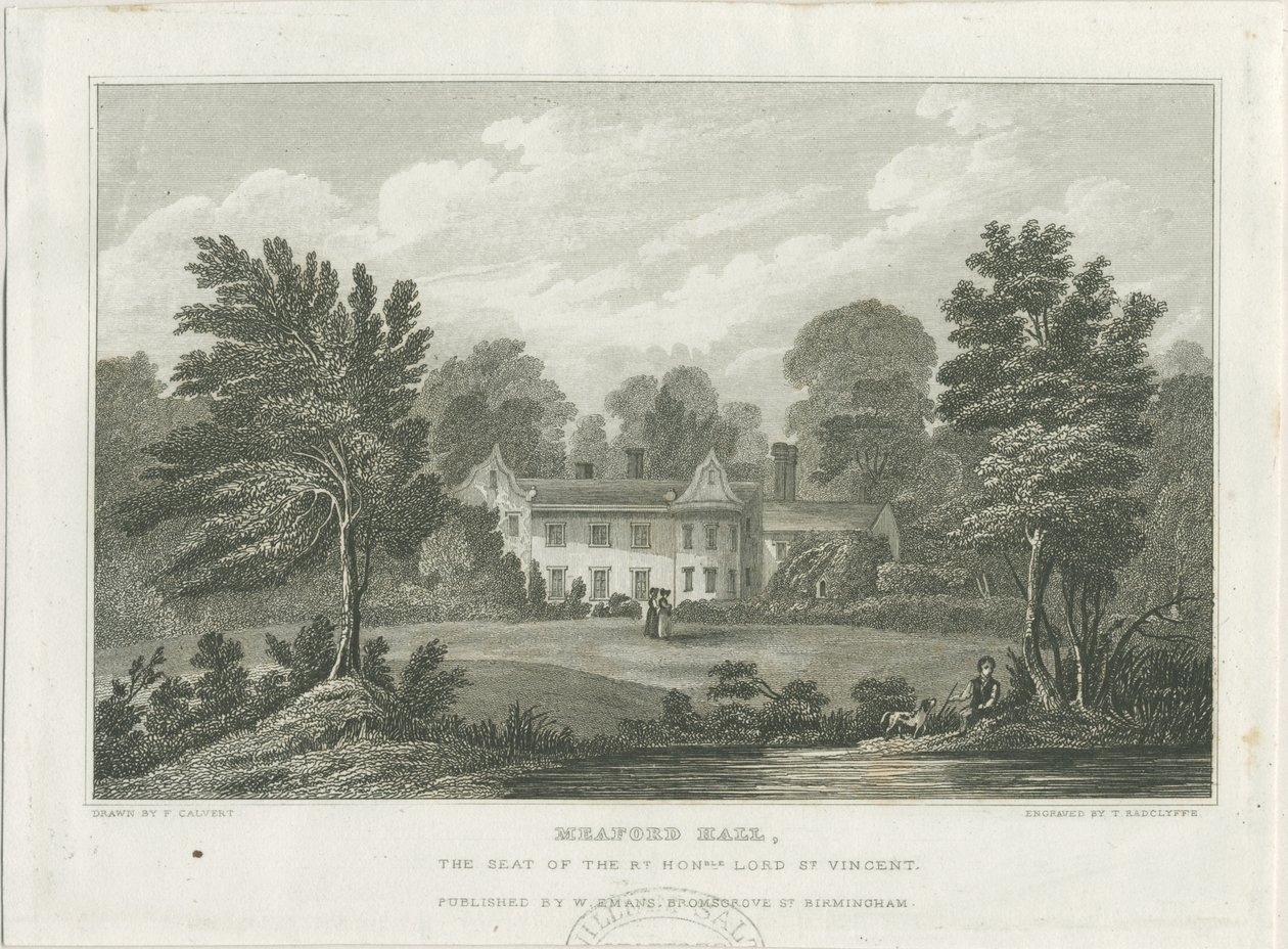 Meaford Hall: grabado, nd [?mediados del siglo XIX] de Frederick Calvert