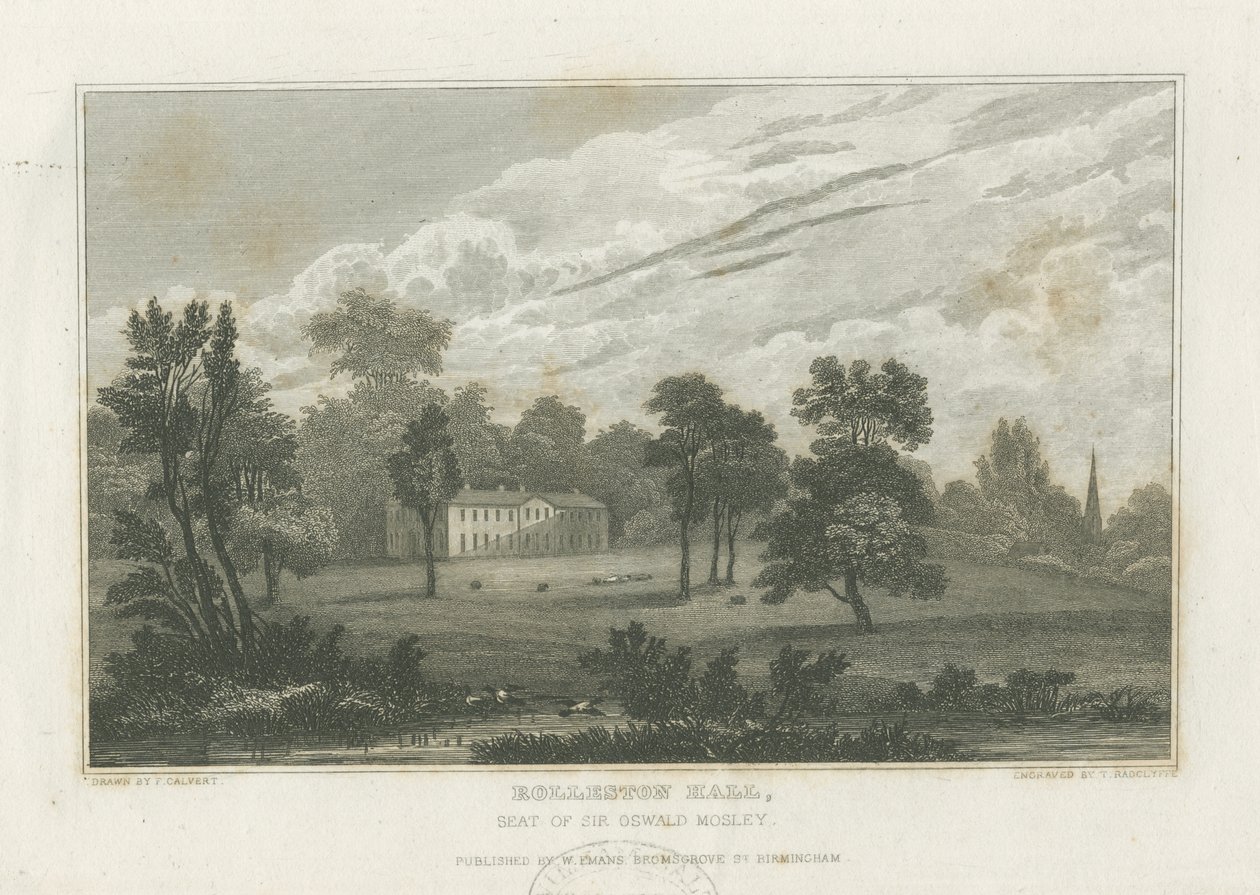 Rolleston Hall: grabado de Frederick Calvert