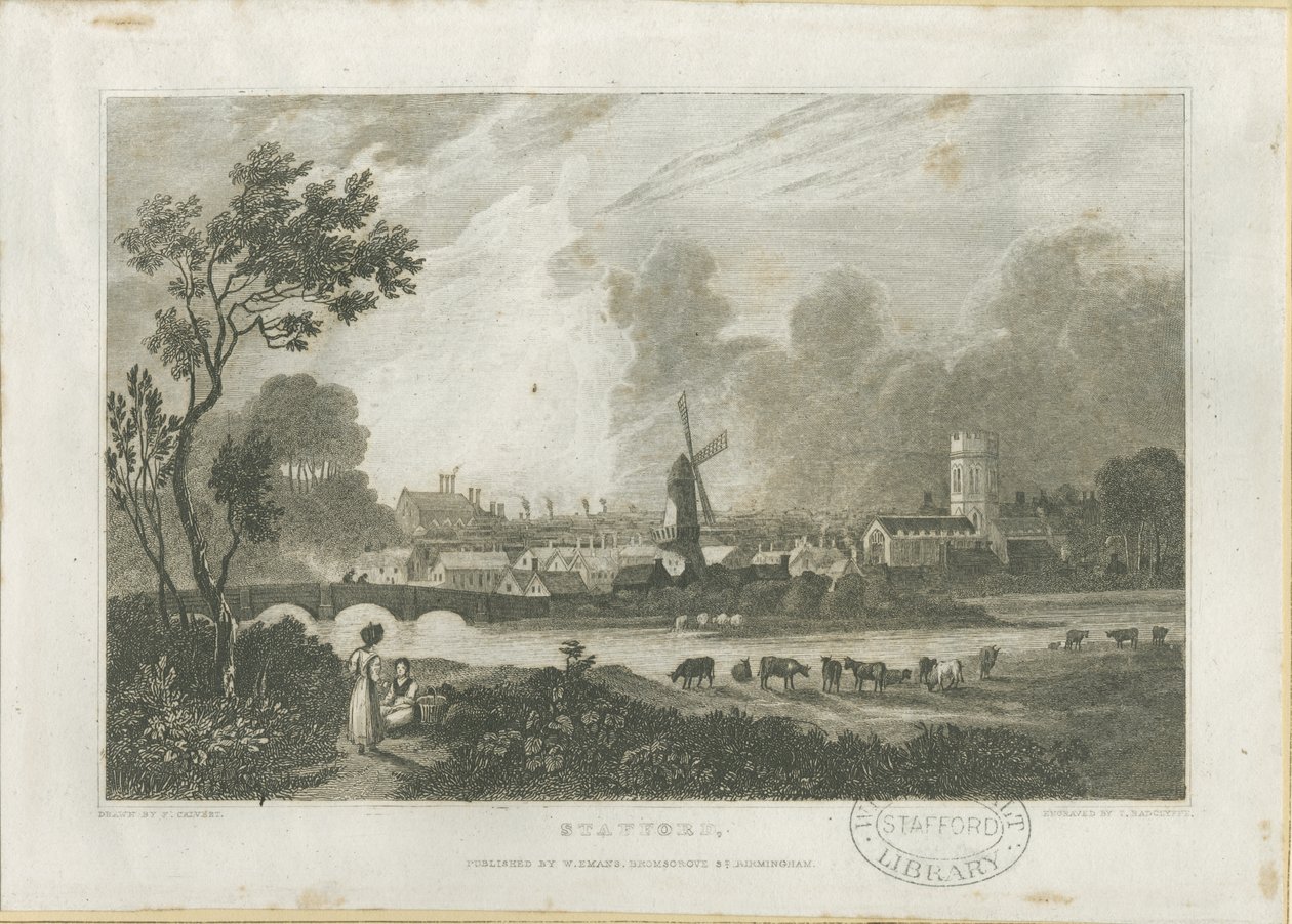 Stafford - Vista Suroeste: grabado, s.f. [c. 1830] de Frederick Calvert