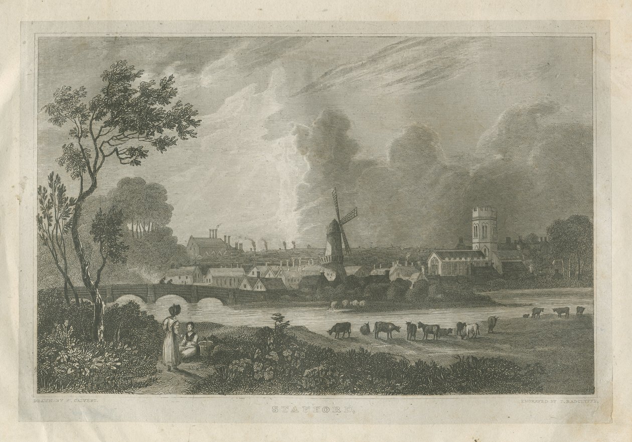 Stafford - Vista suroeste: grabado, nd [c 1830] de Frederick Calvert