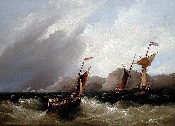 Embarcaciones frente a una Costa Rocosa de Frederick Calvert