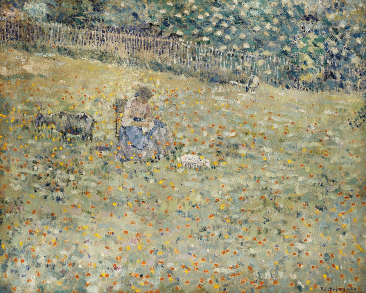 Mujer y Cabra de Frederick Carl Frieseke