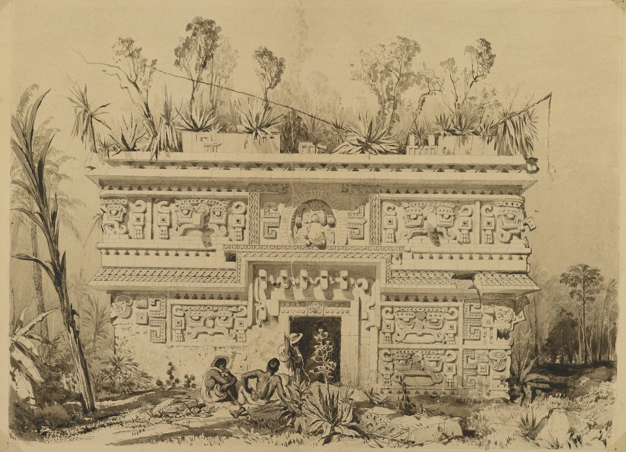Las Monjas, Chichén Itzá, Yucatán, 1843 de Frederick Catherwood